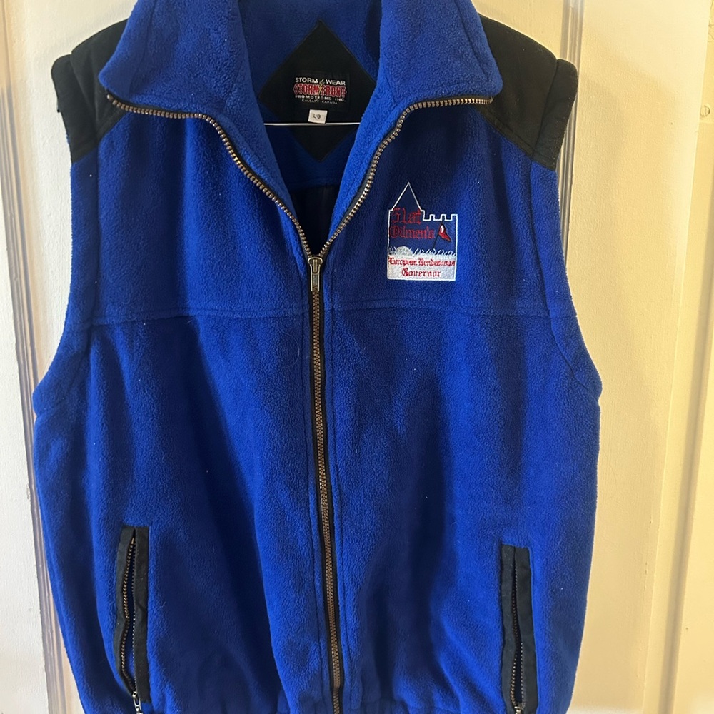 Blue Fleece Vest with Embroidered Logo
